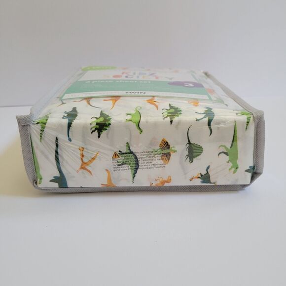 Green Yellow Dinosaurs Triceratops Pterodactyl 3 pc Twin Sheet Set Kids Jurassic - Picture 10 of 10